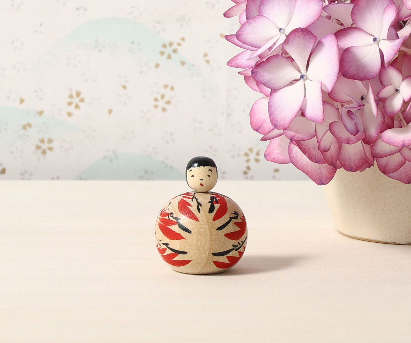 KOYAMA, Yoshimi 小山芳美工人 | Mini Ejiko kokeshi chrysanthemum- えじここけし 菊 | Togatta style 遠刈田