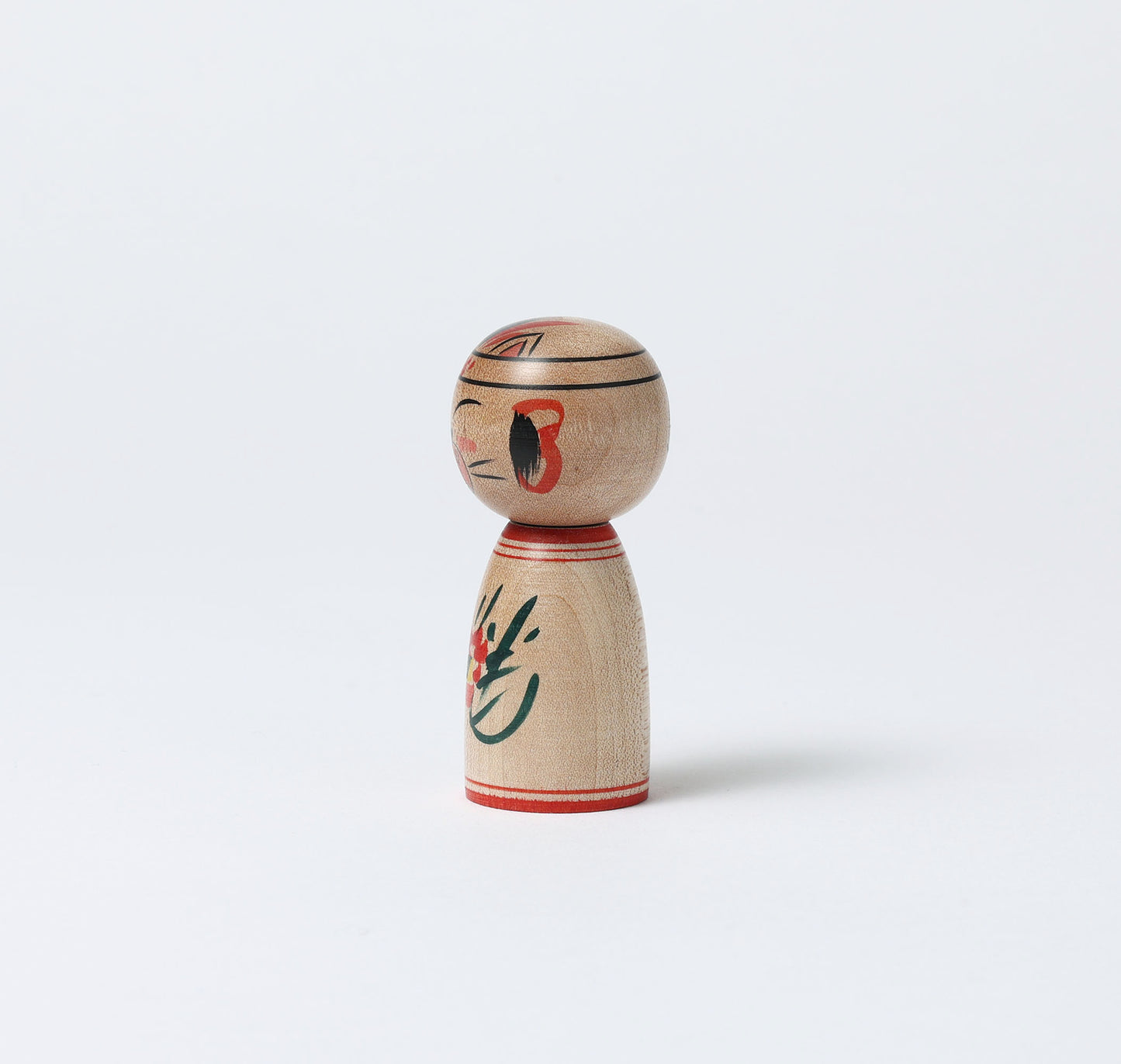 Hachimaki cat kokeshi doll | UMEKI, Naomi 梅木直美工人 | Zaotakayu style 蔵王高湯系 | 6.6cm in height