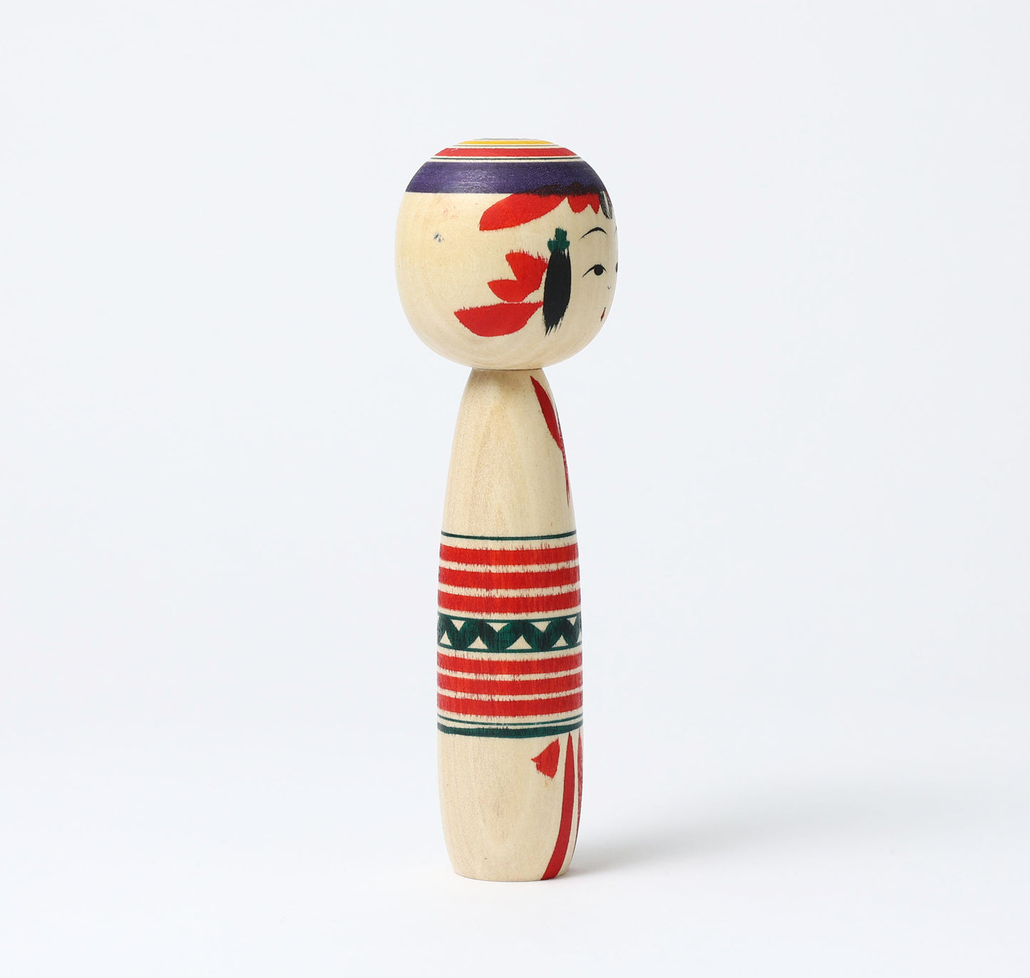 IKEUCHI, Shione 池内潮音工人 | Dento-traditional style kokeshi doll 伝統こけし | Yajiro style 弥治郎系 | 18cm in height