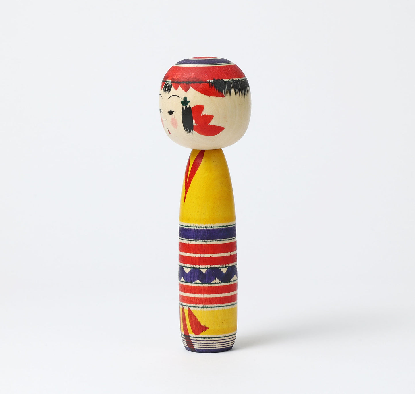 IKEUCHI, Shione 池内潮音工人 | Dento-traditional style kokeshi doll 伝統こけし | Yajiro style 弥治郎系 | 18cm in height