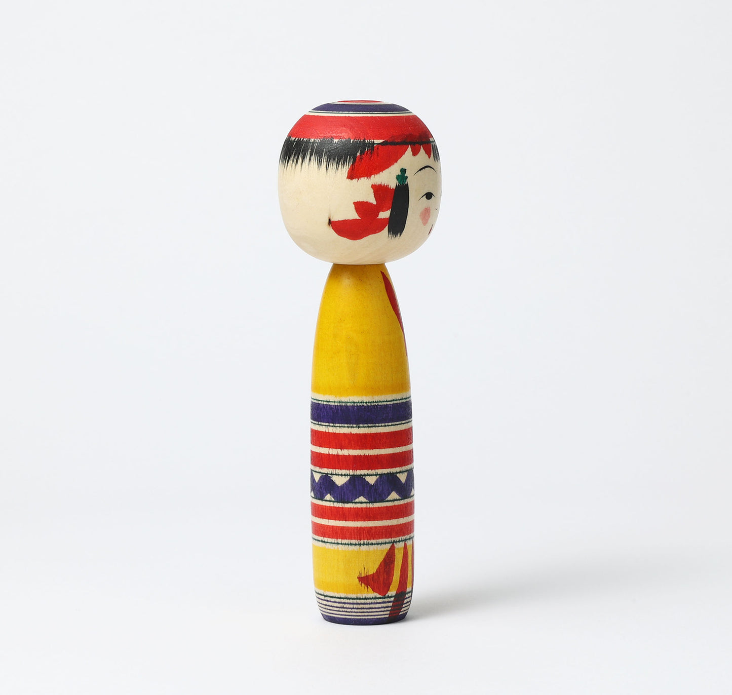 IKEUCHI, Shione 池内潮音工人 | Dento-traditional style kokeshi doll 伝統こけし | Yajiro style 弥治郎系 | 18cm in height