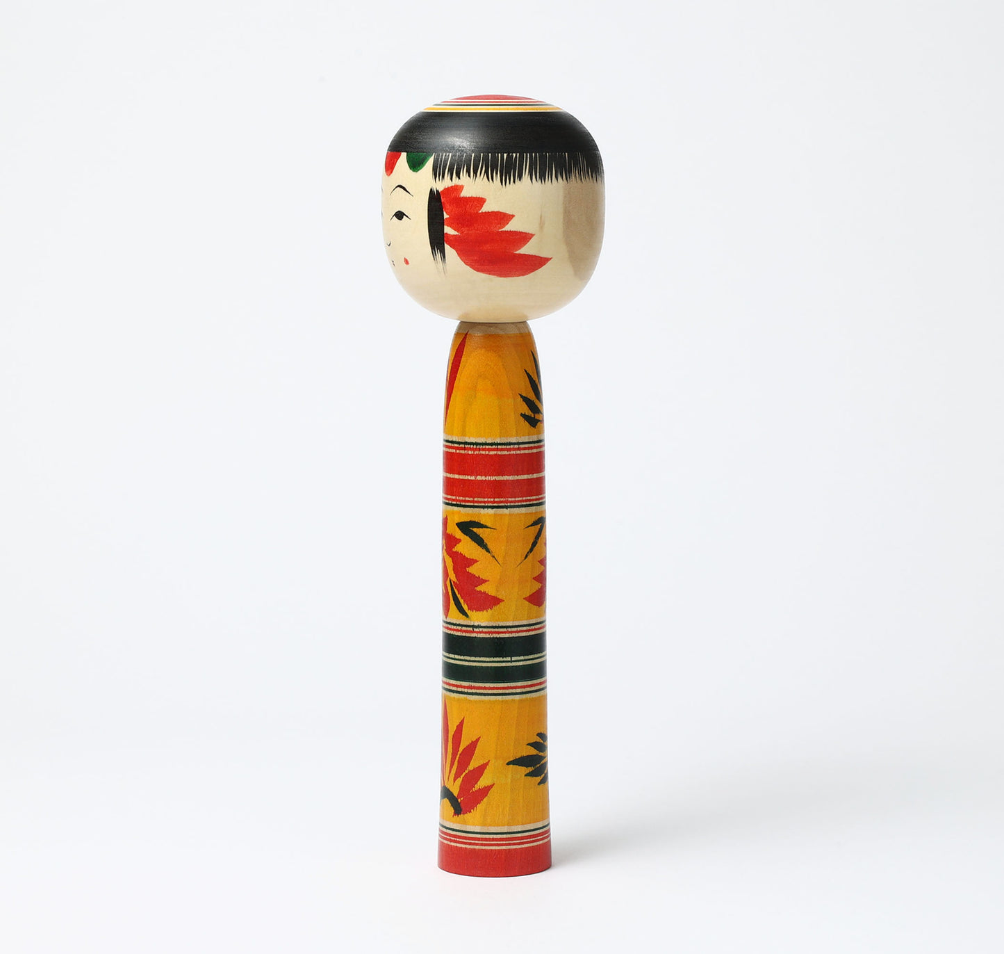 KIMURA, Atsushi 木村敦工人 | Dento-traditional style kokeshi doll 伝統こけし | Yajiro style 弥治郎系 | 25.5cm in height