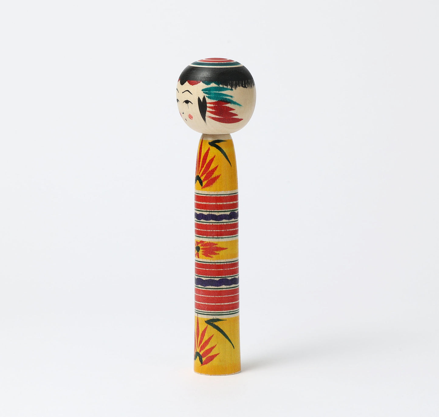 KIMURA, Atsushi 木村敦工人 | Dento-traditional style kokeshi doll 伝統こけし | Yajiro style 弥治郎系 | 18cm in height