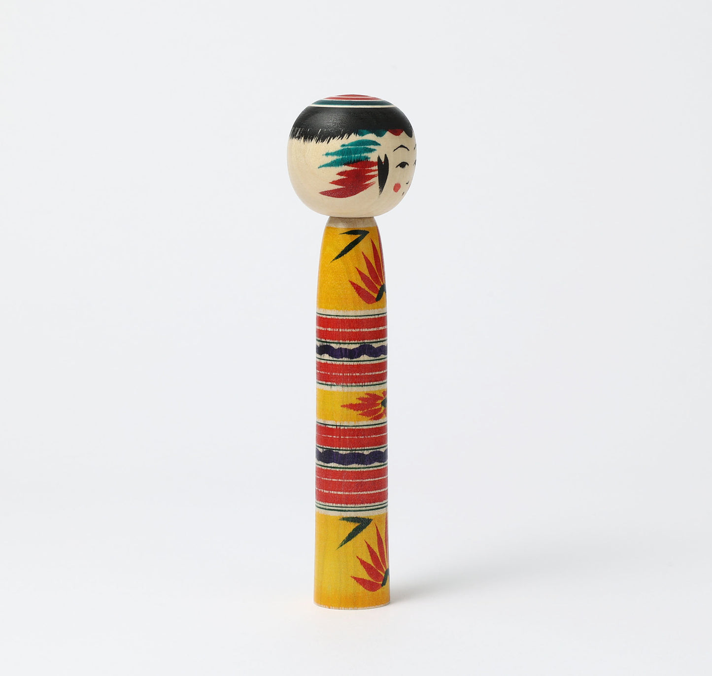 KIMURA, Atsushi 木村敦工人 | Dento-traditional style kokeshi doll 伝統こけし | Yajiro style 弥治郎系 | 18cm in height