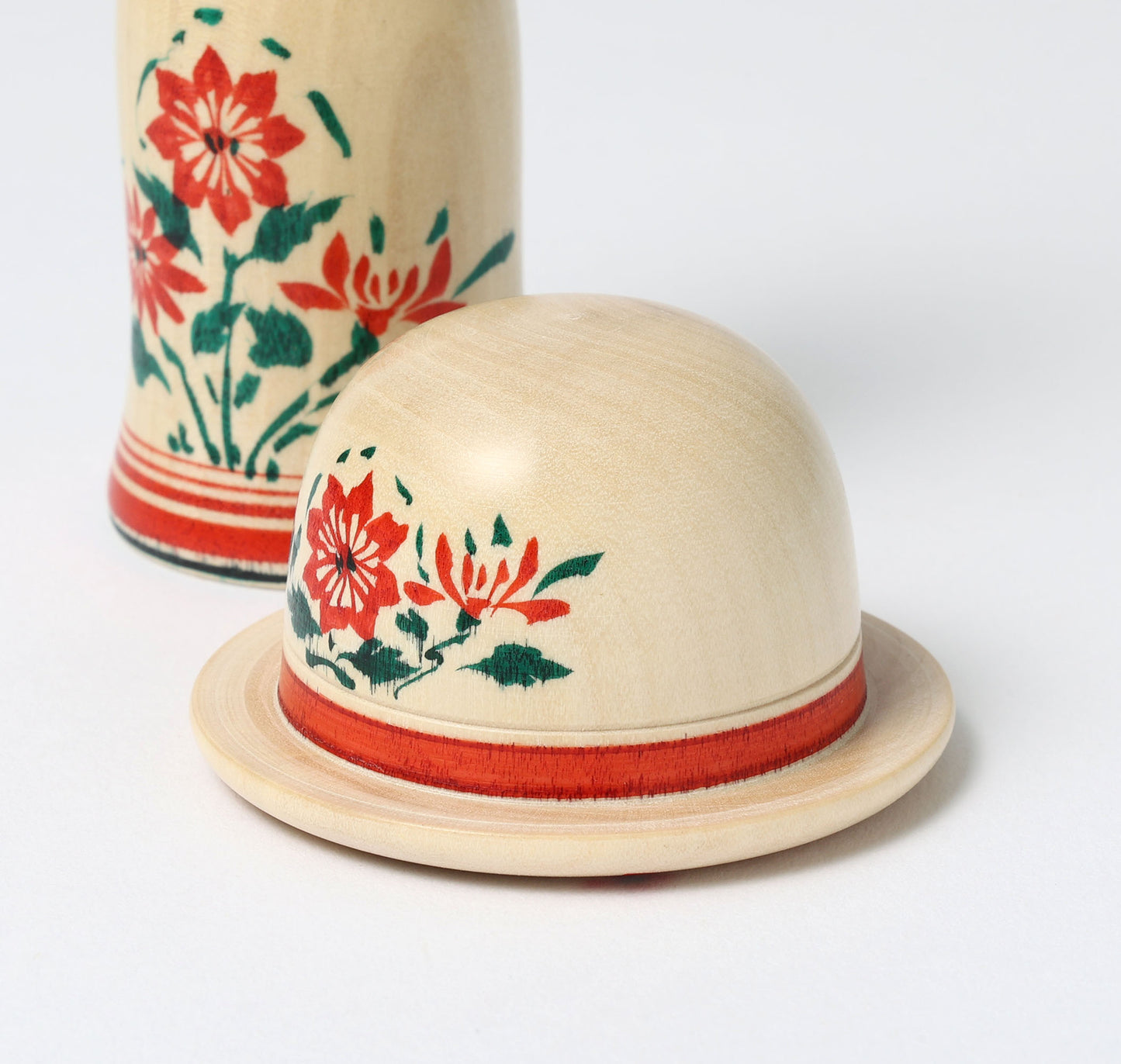 YOSHIDA,Katsunori 吉田勝範工人 |  Boushi -hat kokeshi doll 帽子こけし | Naruko style 鳴子系 | 11cm in height