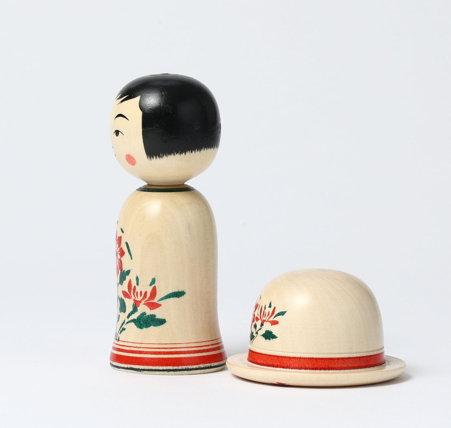 YOSHIDA,Katsunori 吉田勝範工人 |  Boushi -hat kokeshi doll 帽子こけし | Naruko style 鳴子系 | 11cm in height