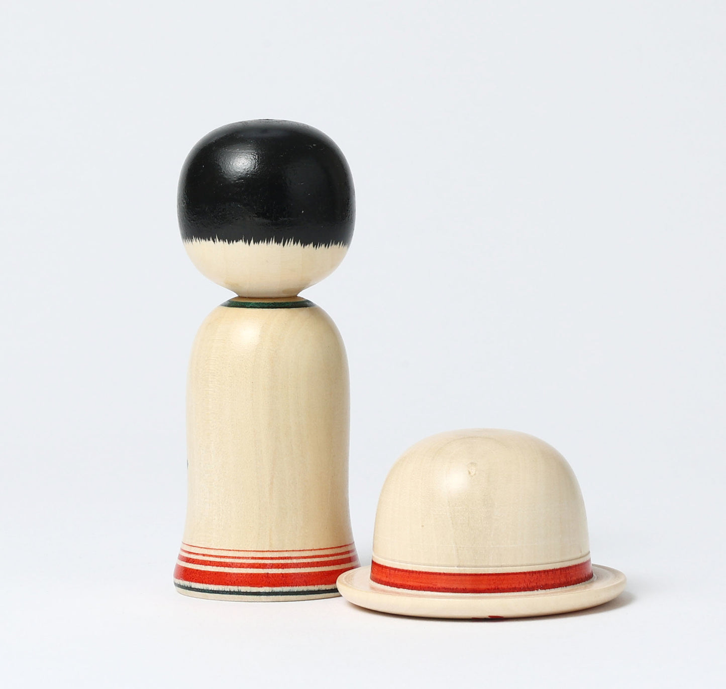 YOSHIDA,Katsunori 吉田勝範工人 |  Boushi -hat kokeshi doll 帽子こけし | Naruko style 鳴子系 | 11cm in height