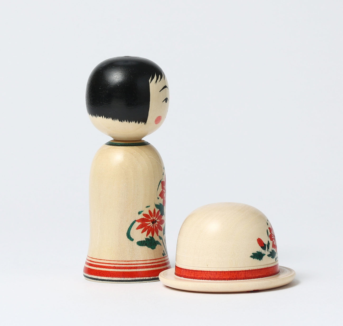 YOSHIDA,Katsunori 吉田勝範工人 |  Boushi -hat kokeshi doll 帽子こけし | Naruko style 鳴子系 | 11cm in height