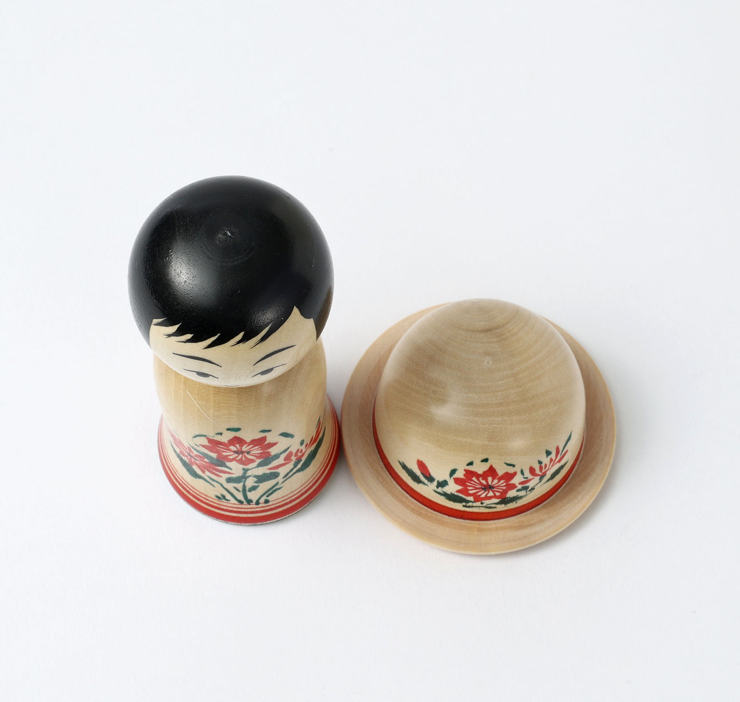 YOSHIDA,Katsunori 吉田勝範工人 |  Boushi -hat kokeshi doll 帽子こけし | Naruko style 鳴子系 | 11cm in height