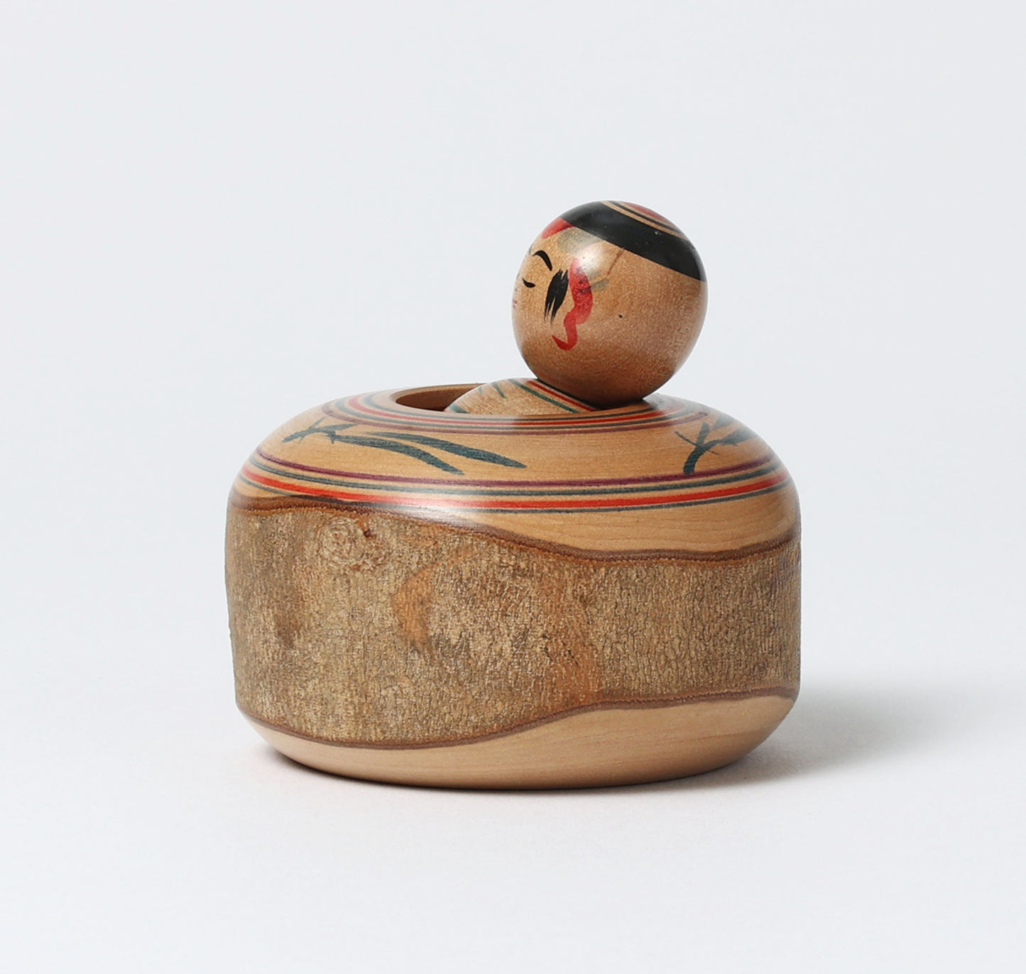 Vintage Tamairi-rolling ejiko kokeshi doll  玉入りえじこ | SATO, Kouichi (1936-) 佐藤幸一工人 | Yajiro style 弥治郎系 | 6.5cm in height