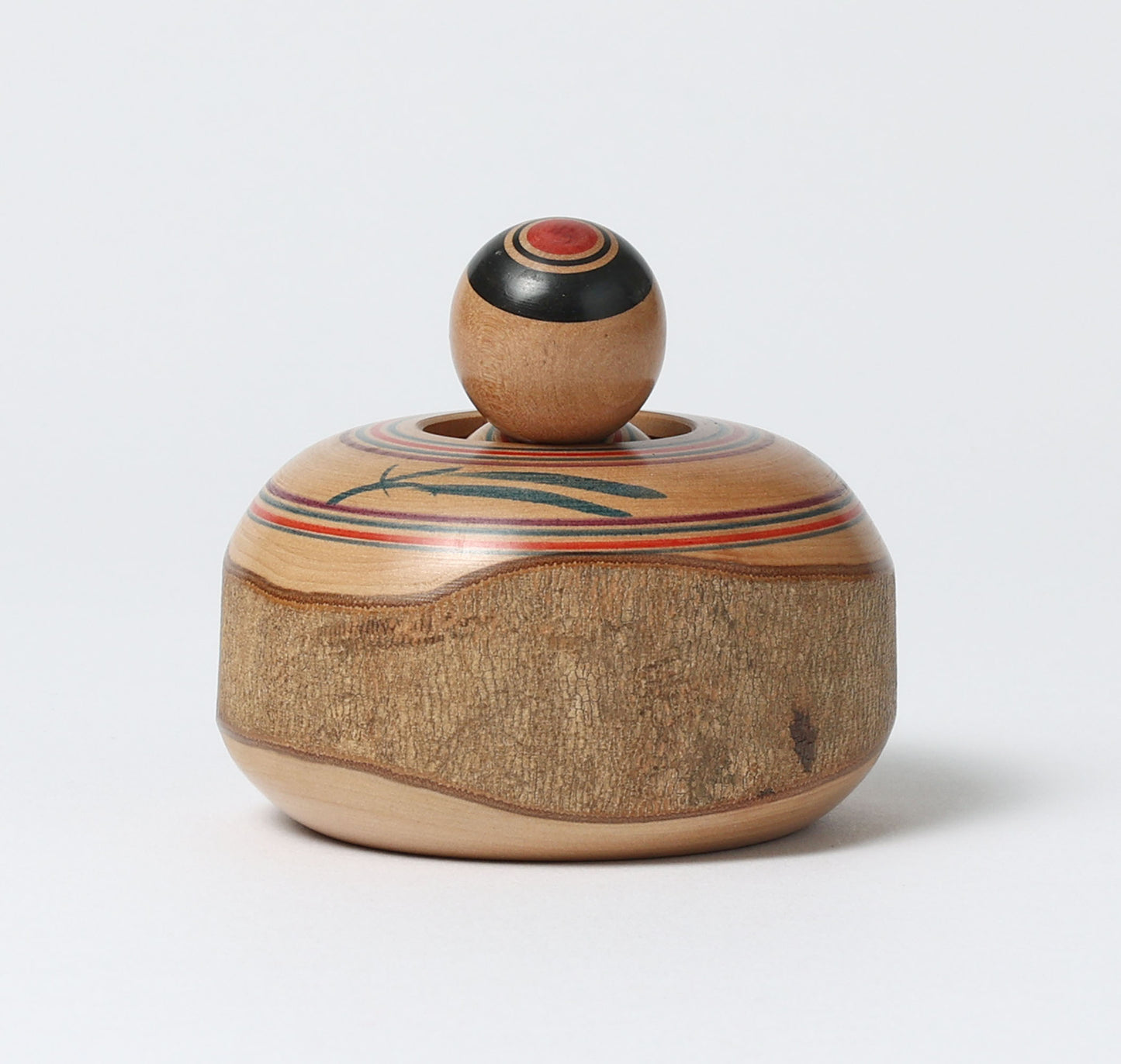 Vintage Tamairi-rolling ejiko kokeshi doll  玉入りえじこ | SATO, Kouichi (1936-) 佐藤幸一工人 | Yajiro style 弥治郎系 | 6.5cm in height