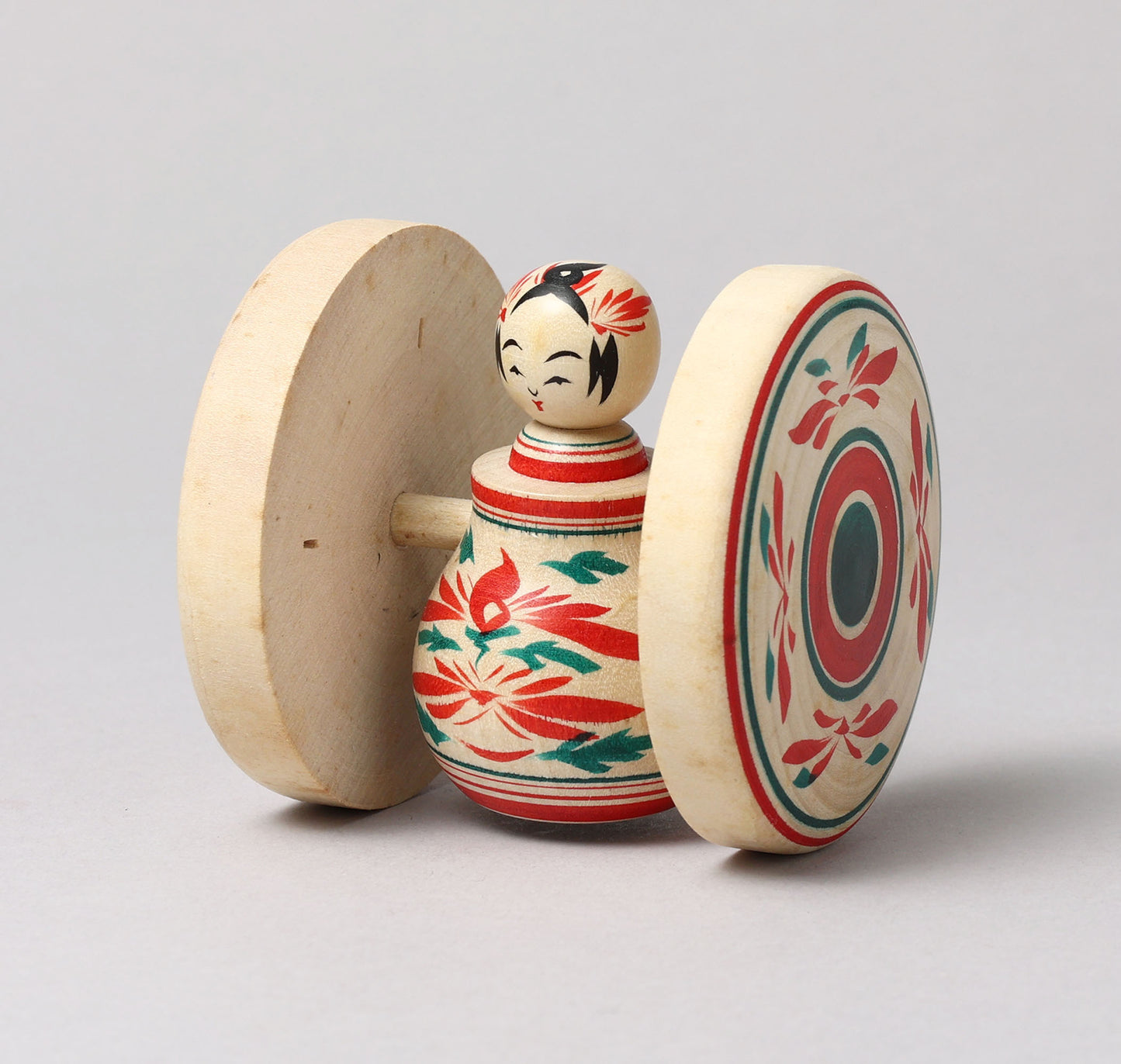 Fuku kuruma kokeshi doll | OKAZAKI, Yasuo 岡崎靖男工人 | 福車こけし | Naruko style 鳴子系