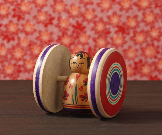 Fuku kuruma kokeshi doll | KANOU, Hiroshi 加納博工人 | 福車こけし | Sakunami style 作並系