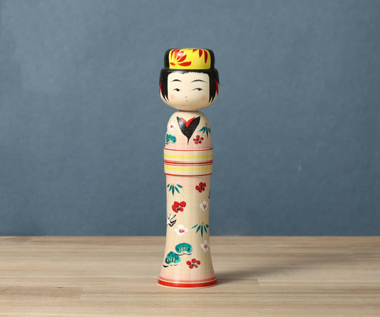 New Year kokeshi doll 'shouchikubai' | KAKIZAWA, Yoshinobu 柿澤是伸工人 | 松竹梅こけし | Naruko style 鳴子系 | 17cm in height