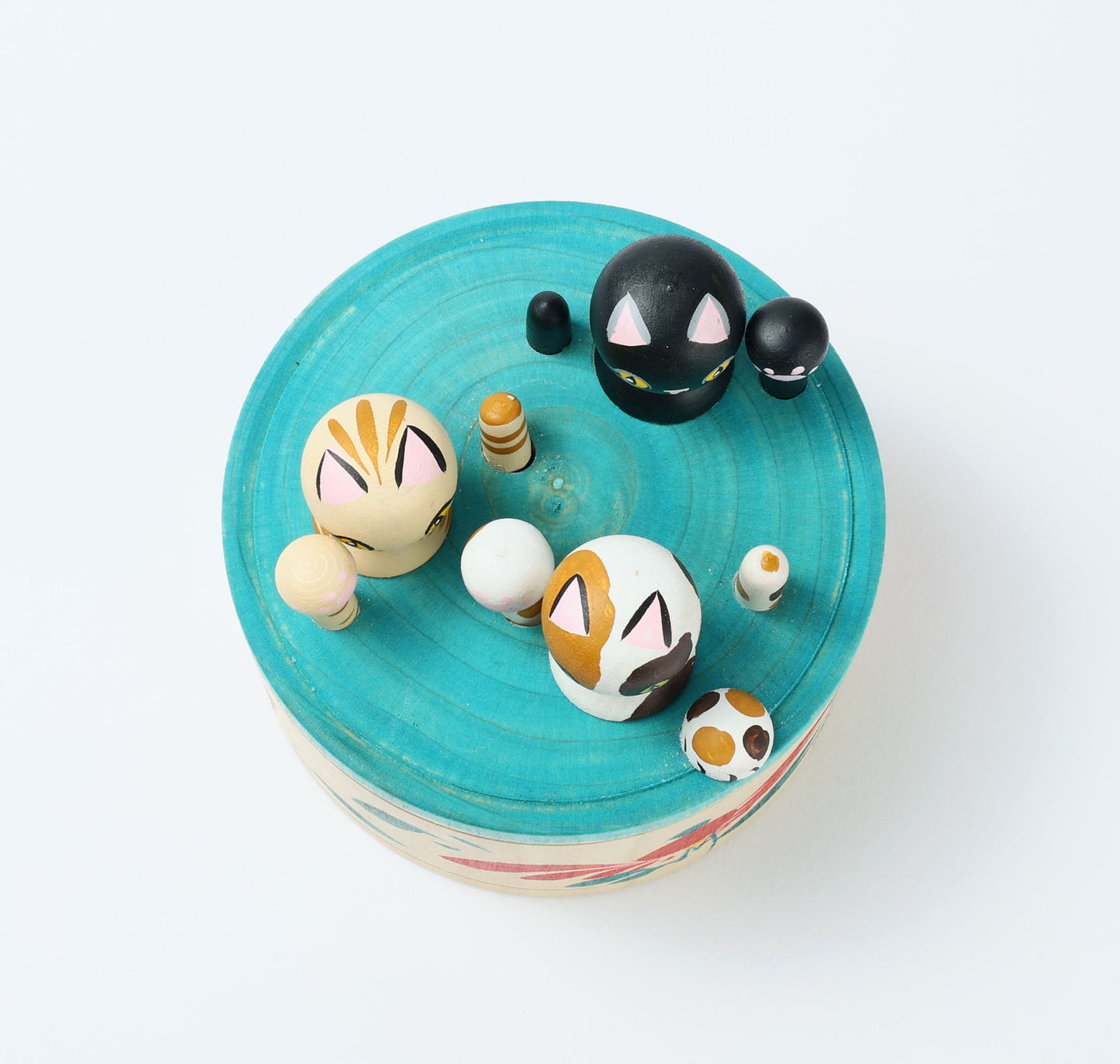 Onsen neko ejiko kokeshi doll-1 温泉猫えじこ |  HIRAGA, Teruyuki 平賀輝幸工人 | 9cm in height