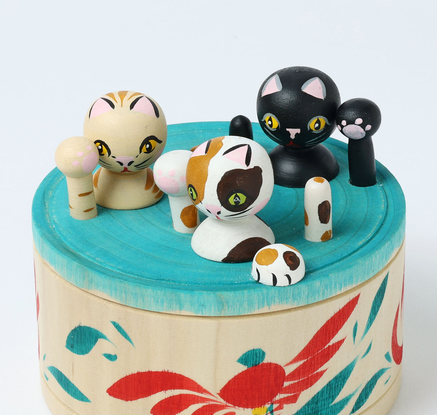 Onsen neko ejiko kokeshi doll-1 温泉猫えじこ |  HIRAGA, Teruyuki 平賀輝幸工人 | 9cm in height