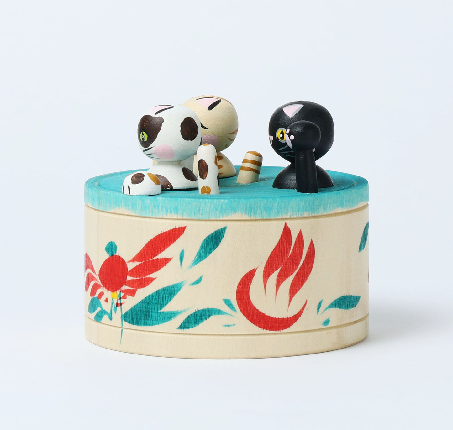 Onsen neko ejiko kokeshi doll-1 温泉猫えじこ |  HIRAGA, Teruyuki 平賀輝幸工人 | 9cm in height