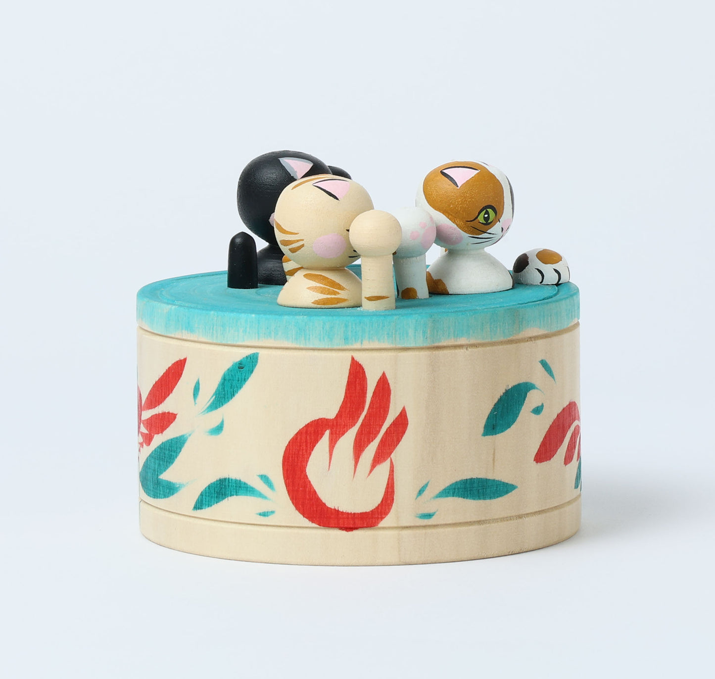 Onsen neko ejiko kokeshi doll-1 温泉猫えじこ |  HIRAGA, Teruyuki 平賀輝幸工人 | 9cm in height