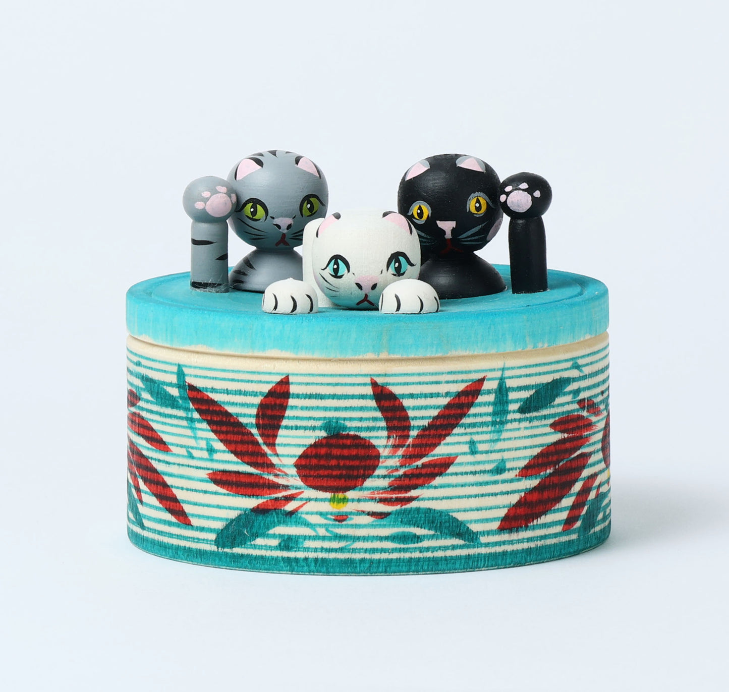 Onsen neko ejiko kokeshi doll-2 温泉猫えじこ |  HIRAGA, Teruyuki 平賀輝幸工人 | 9cm in height