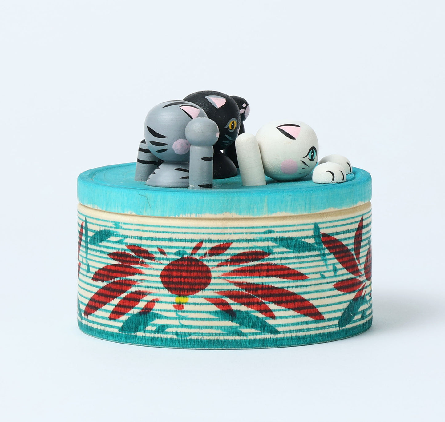 Onsen neko ejiko kokeshi doll-2 温泉猫えじこ |  HIRAGA, Teruyuki 平賀輝幸工人 | 9cm in height