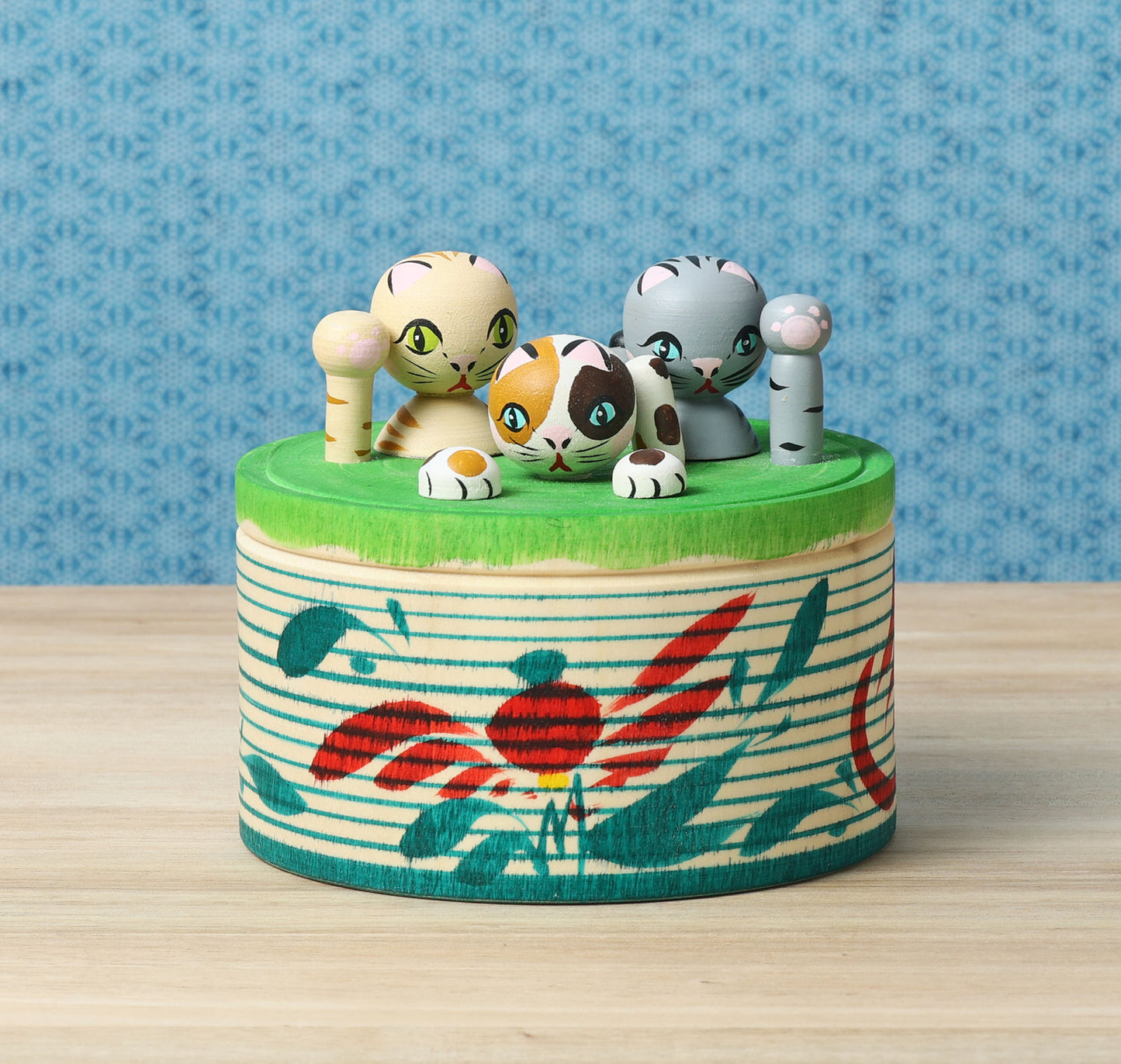 Onsen neko ejiko kokeshi doll-3 温泉猫えじこ |  HIRAGA, Teruyuki 平賀輝幸工人 | 9.5cm in height