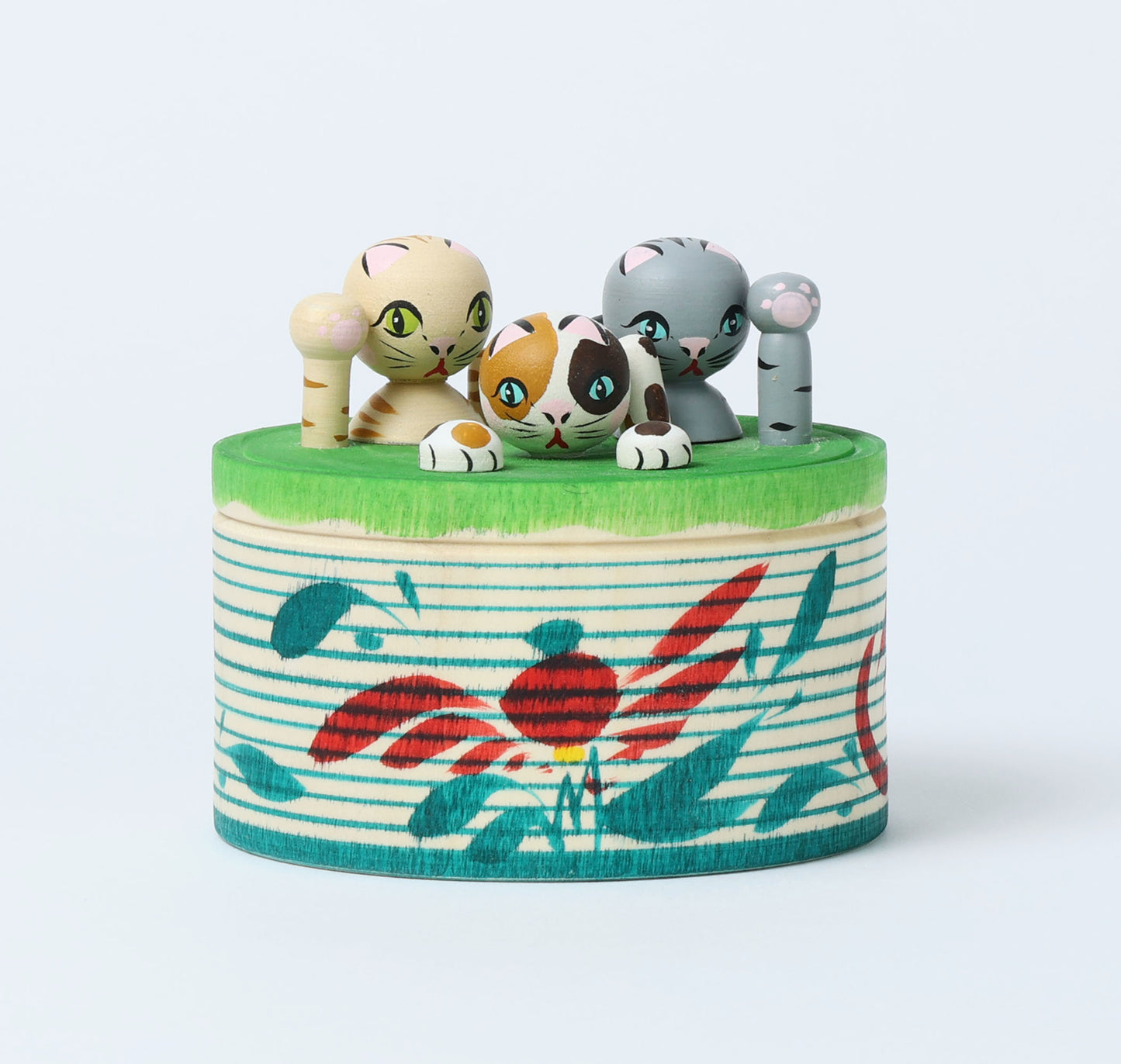 Onsen neko ejiko kokeshi doll-3 温泉猫えじこ |  HIRAGA, Teruyuki 平賀輝幸工人 | 9.5cm in height