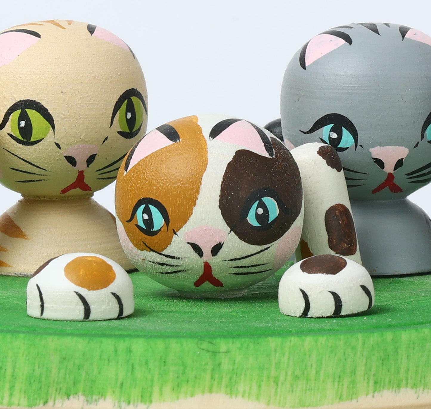 Onsen neko ejiko kokeshi doll-3 温泉猫えじこ |  HIRAGA, Teruyuki 平賀輝幸工人 | 9.5cm in height