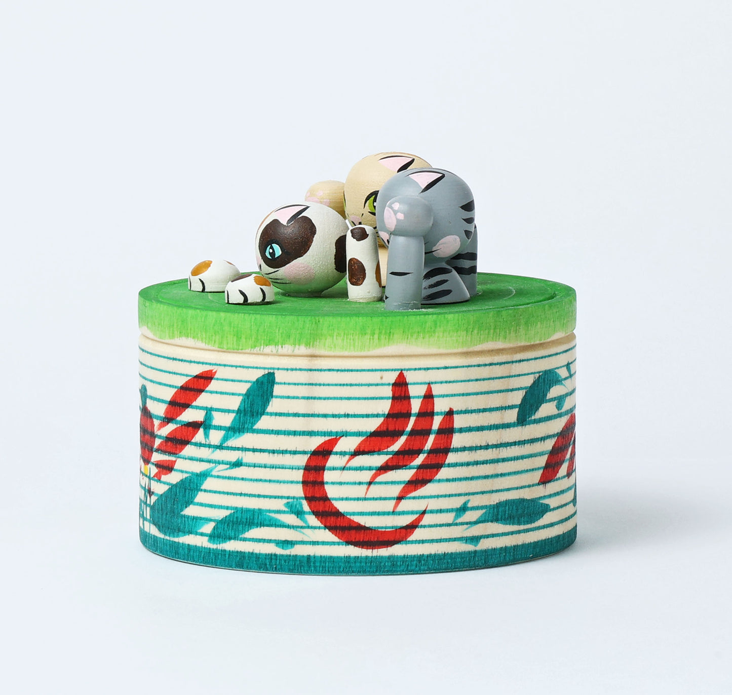 Onsen neko ejiko kokeshi doll-3 温泉猫えじこ |  HIRAGA, Teruyuki 平賀輝幸工人 | 9.5cm in height