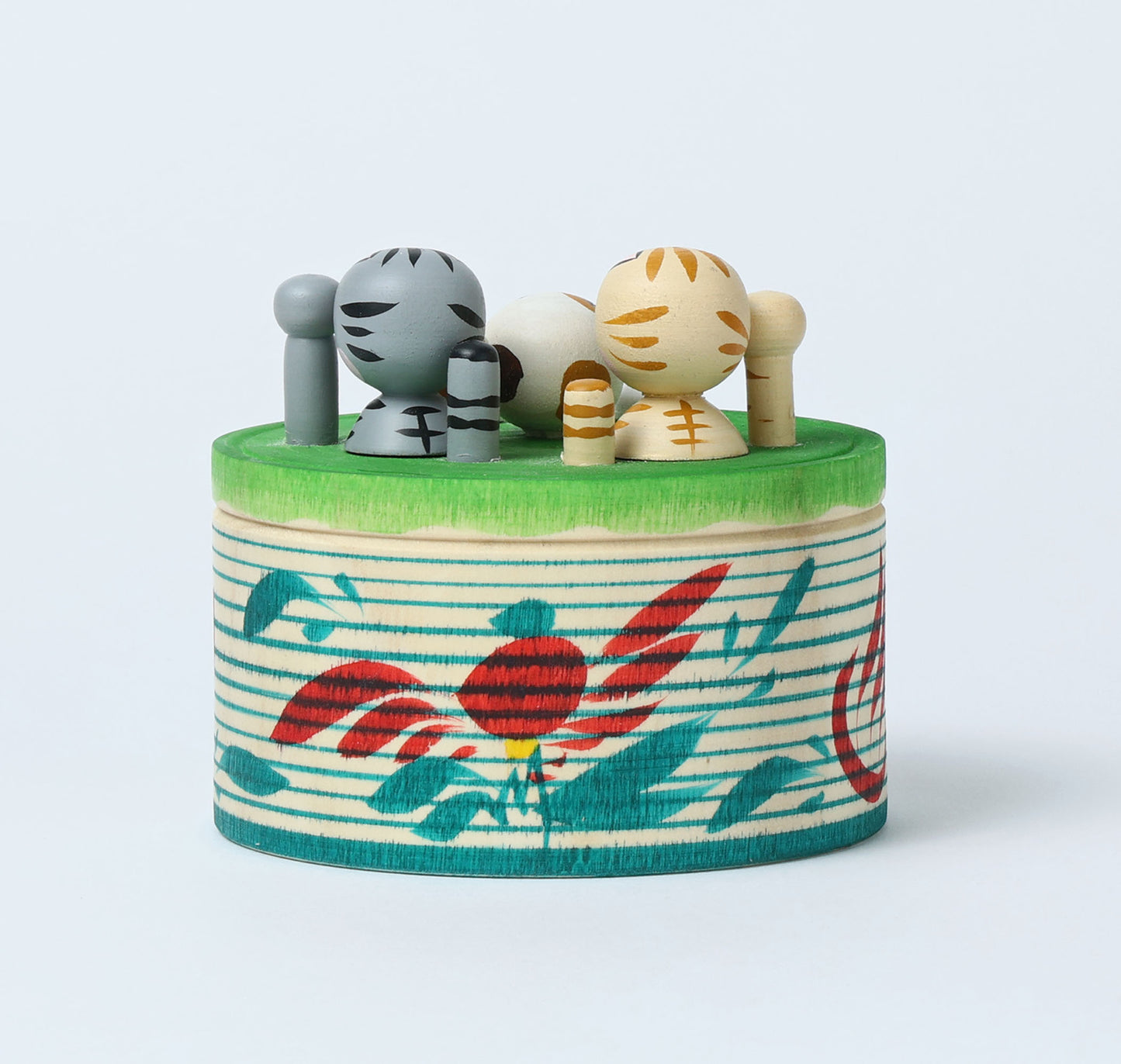 Onsen neko ejiko kokeshi doll-3 温泉猫えじこ |  HIRAGA, Teruyuki 平賀輝幸工人 | 9.5cm in height