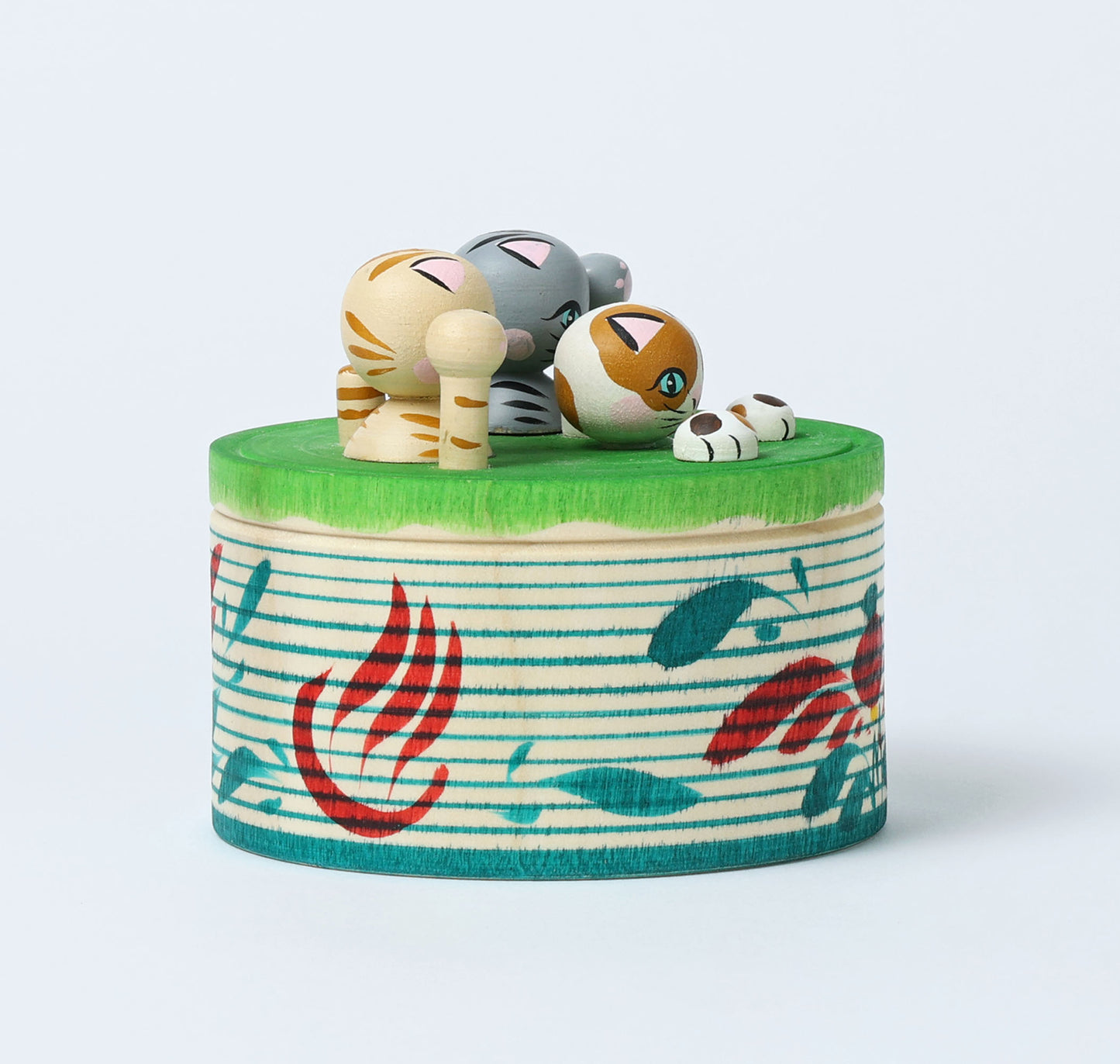 Onsen neko ejiko kokeshi doll-3 温泉猫えじこ |  HIRAGA, Teruyuki 平賀輝幸工人 | 9.5cm in height