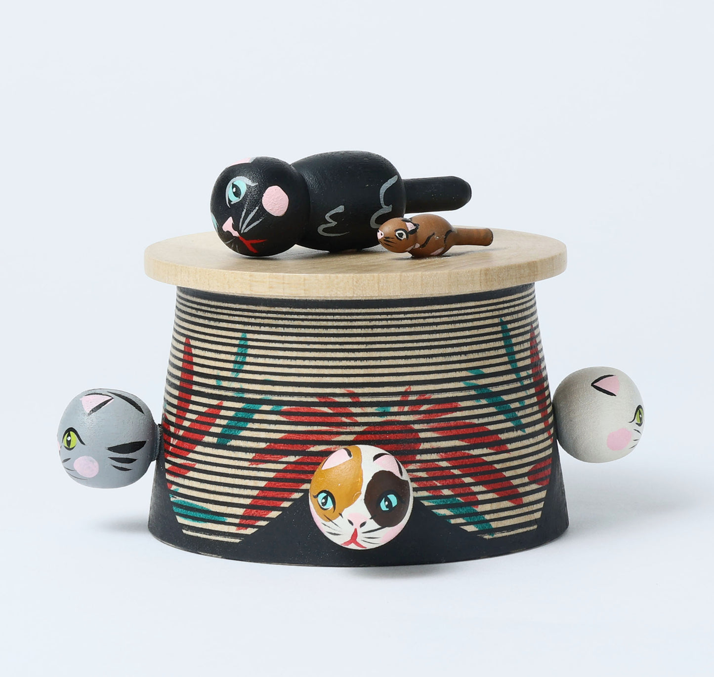 Kotatsu neko ejiko kokeshi doll-3 こたつ猫えじこ |  HIRAGA, Teruyuki 平賀輝幸工人 | 9cm in height