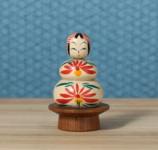 鏡餅こけし-01 | 早坂政弘工人 遠刈田系 | 高さ10cm