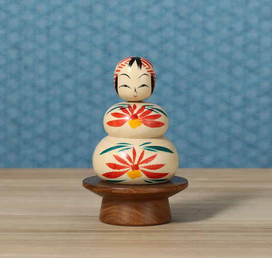 鏡餅こけし-03 | 早坂政弘工人 遠刈田系 | 高さ10cm