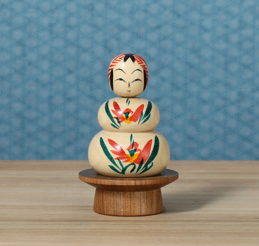 鏡餅こけし-04 | 早坂政弘工人 遠刈田系 | 高さ10cm