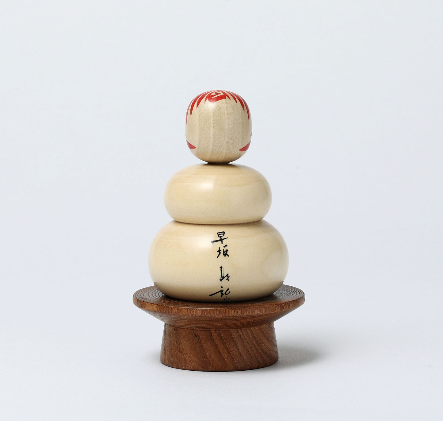 Kagamimochi kokeshi doll on a plate-05 | HAYASAKA, Masahiro | 10cm in height