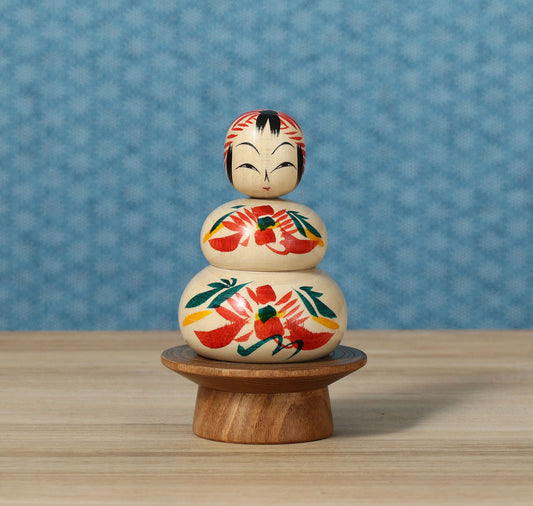 鏡餅こけし-08 | 早坂政弘工人 遠刈田系 | 高さ10cm