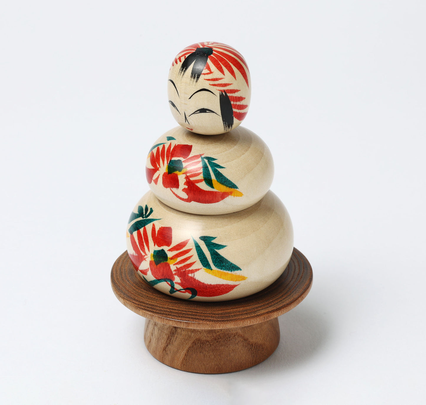 Kagamimochi kokeshi doll on a plate-08 | HAYASAKA, Masahiro | 10cm in height