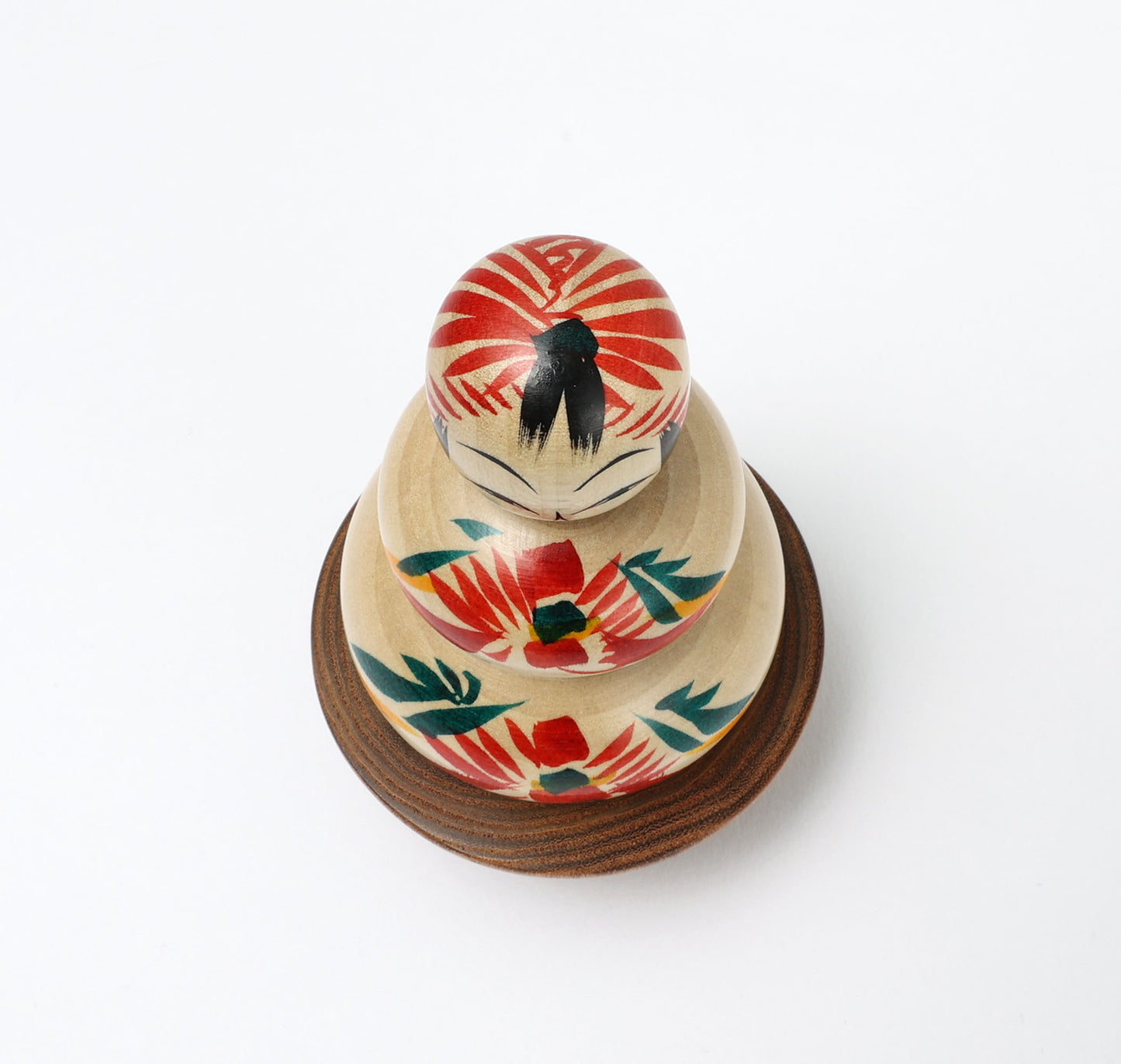 Kagamimochi kokeshi doll on a plate-08 | HAYASAKA, Masahiro | 10cm in height