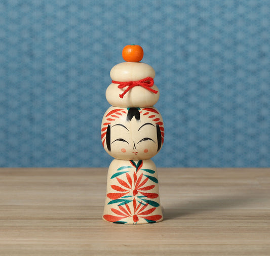 鏡餅こけし-01 | 早坂政弘工人 遠刈田系 | 高さ12cm