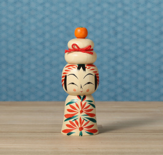 鏡餅こけし-02 | 早坂政弘工人 遠刈田系 | 高さ12cm