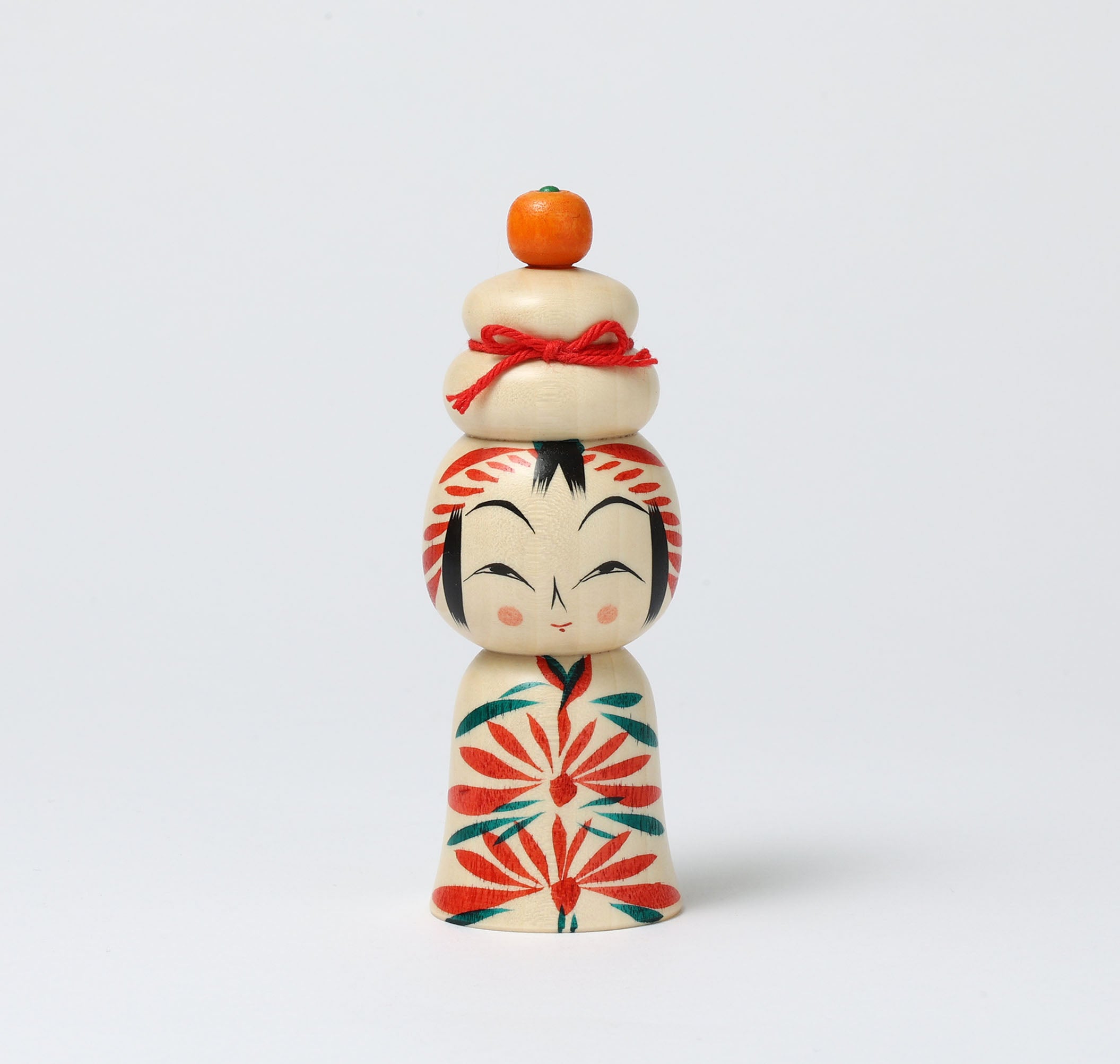 Japanese wooden doll, kagamimochi kokeshi, by Masahiro Hayasaka