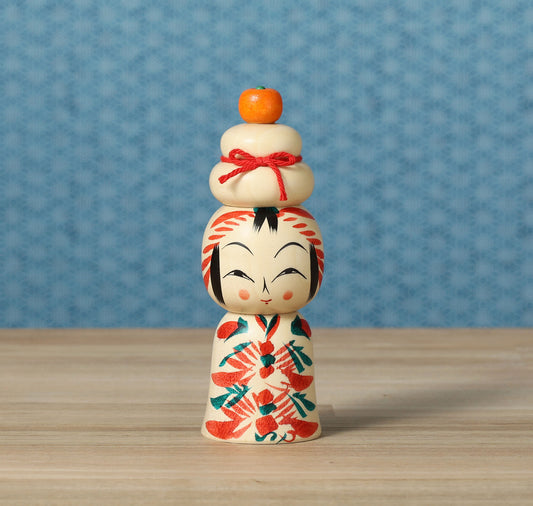 鏡餅こけし-05 | 早坂政弘工人 遠刈田系 | 高さ12cm