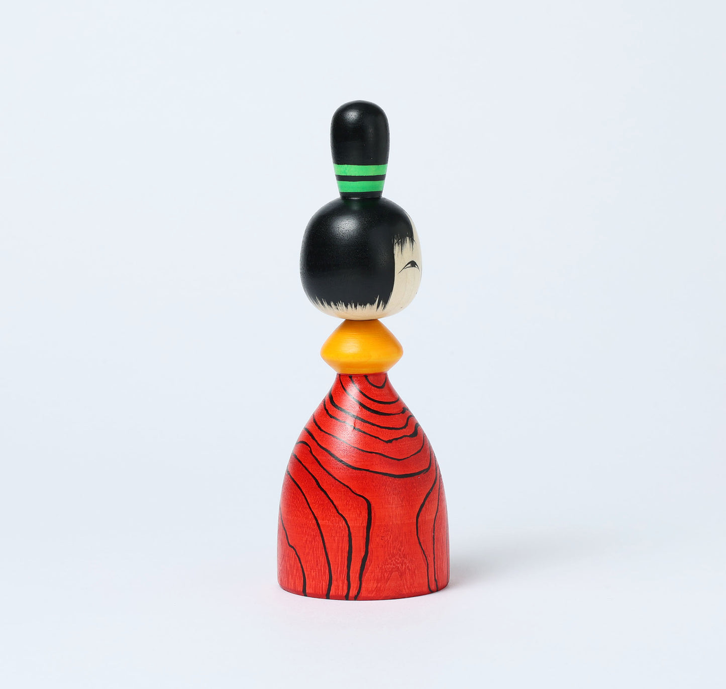 Mokume-wood grain kokeshi doll 木目こけし | HAYASAKA, Masahiro 早坂政弘工人 | Togatta style 遠刈田系 | 15cm in height