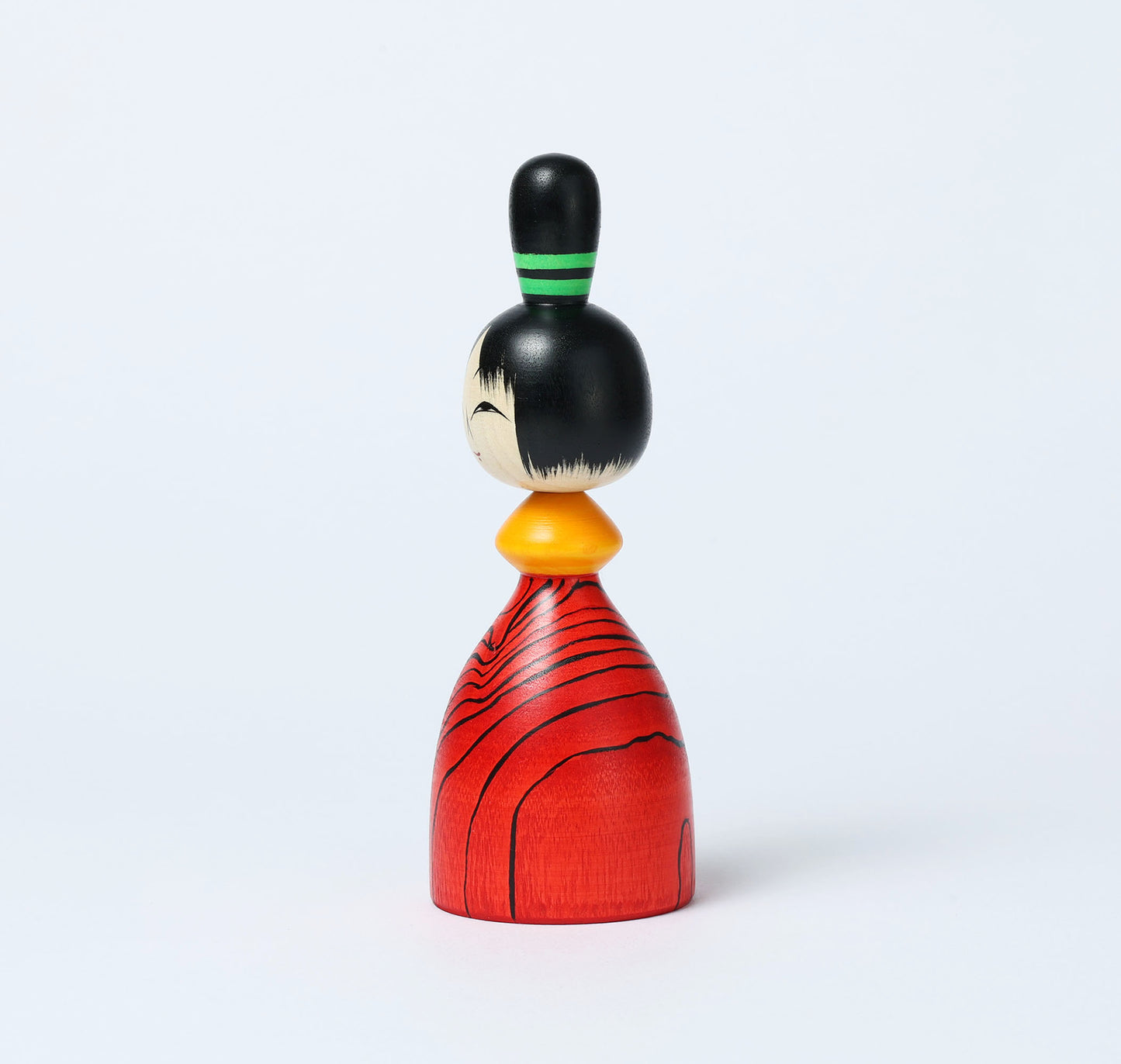 Mokume-wood grain kokeshi doll 木目こけし | HAYASAKA, Masahiro 早坂政弘工人 | Togatta style 遠刈田系 | 15cm in height