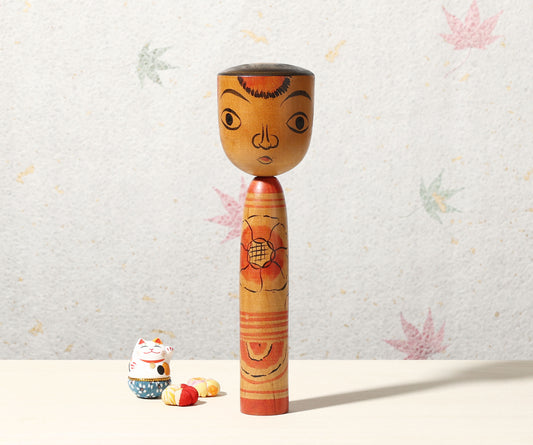 Vintage Nakanosawa style kokeshi doll-tako bozu, by FUKUCHI Yoshio (1927-1985) | こけし古物 福地芳雄（中ノ沢系-たこ坊主）