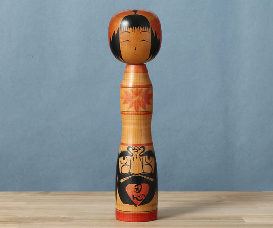 Vintage Daruma-e kokeshi doll | TAKASE, Tokio 高瀬時男工人(1928-2011) | 古品だるま絵こけし |  Naruko style 鳴子系 | 31.5cm in height