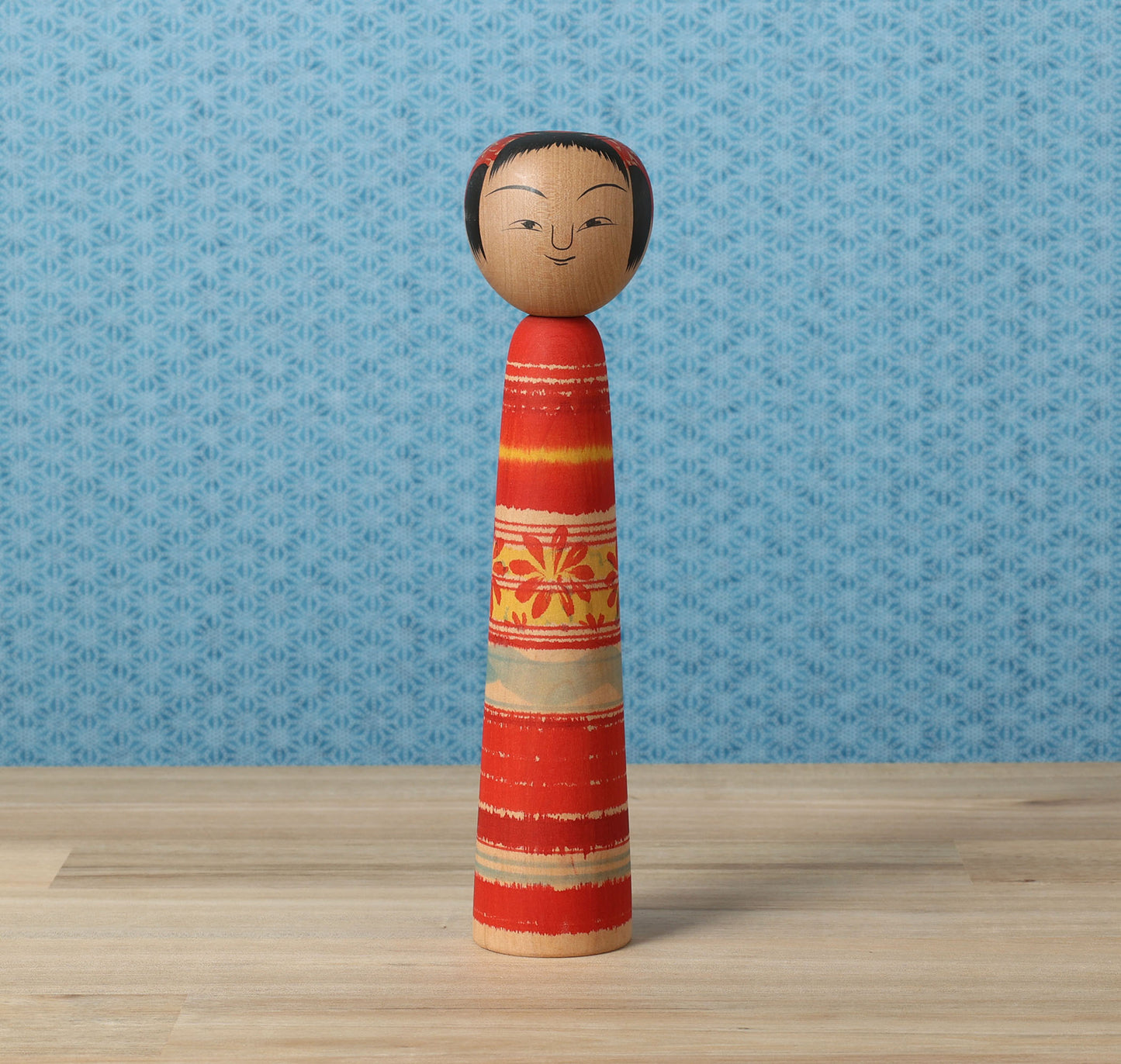Vintage Tsuchiyu style kokeshi doll | NOJI Tadao (1931-2012) | 古品こけし 土湯系 野地忠男工人 | 21cm in height