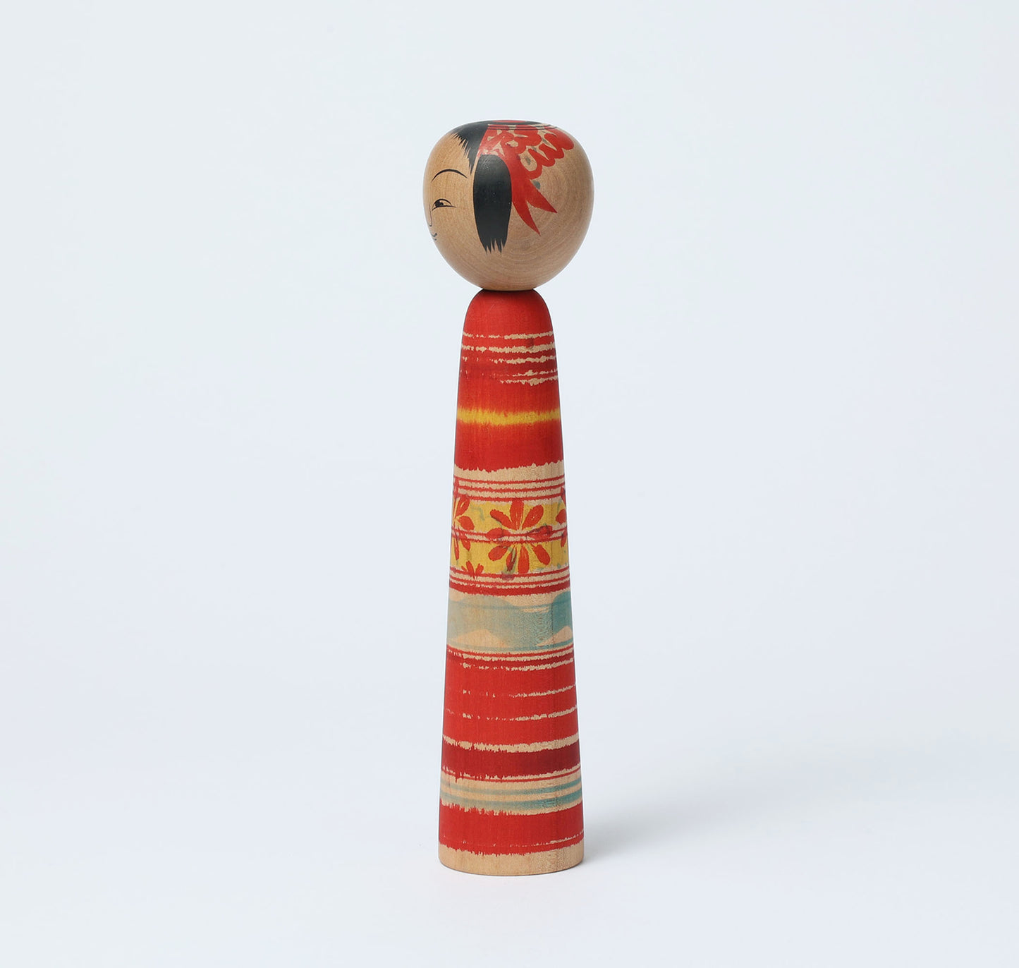 Vintage Tsuchiyu style kokeshi doll | NOJI Tadao (1931-2012) | 古品こけし 土湯系 野地忠男工人 | 21cm in height