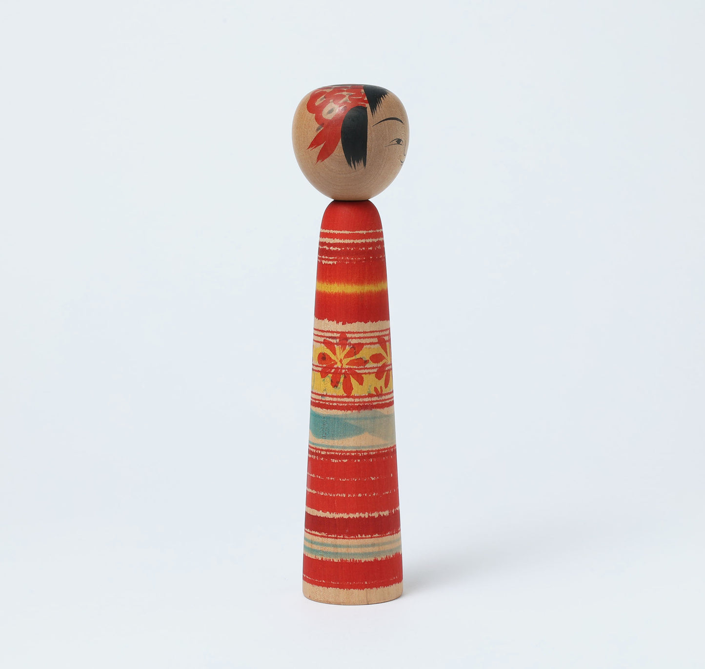 Vintage Tsuchiyu style kokeshi doll | NOJI Tadao (1931-2012) | 古品こけし 土湯系 野地忠男工人 | 21cm in height