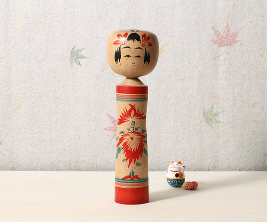 Vintage Naruko kokeshi doll, by Kichiya NARA (1939-1971), Naruko style | こけし古物 奈良吉弥（鳴子系）